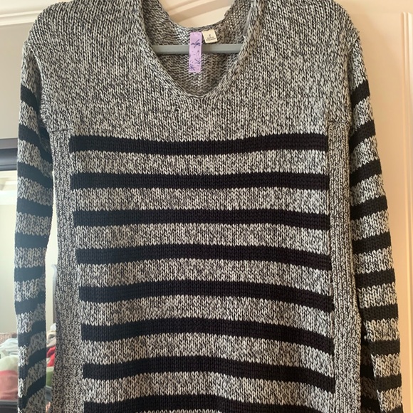 Striped Sweater with Slits on Side - Picture 1 of 3